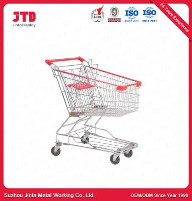 China 100L 4 Wheels Metal Shopping Trolley ODM Stainless Steel Shopping Cart for sale