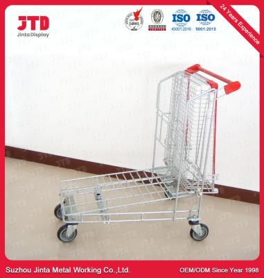 China 5 Inch PU Wheels Metal Shopping Trolleys 240L Heavy Duty Cargo Trolley for sale