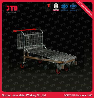 China 300L Supermarket Warehouse Hand Trolley 4 Wheels Unfoldable for sale