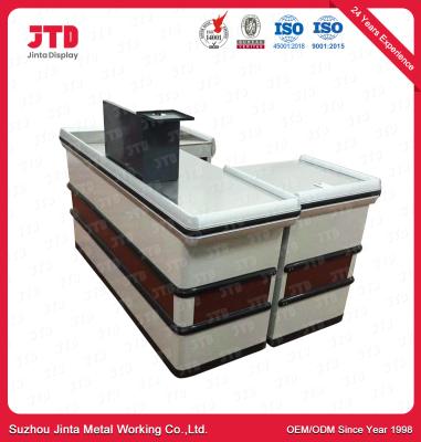 China 850mm Supermarket Cashier Counter White Cashier Table For Shop for sale