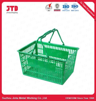 China Cestas plásticas del ultramarinos de la cesta 28L de la carretilla de HDPP con las manijas en venta