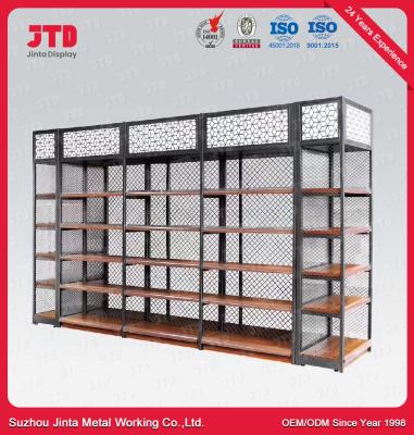 China 2400mm Black Metal And Wood Shelving Unit ODM 4 Layer Storage Rack for sale