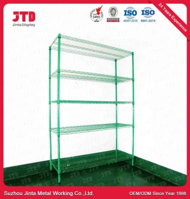 China 150kgs Wire Display Shelving Green 5 Layer Boltless Rack for sale