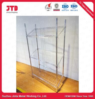China 1200mm 450mm Wire Display Shelving ODM 4 Layer Stainless Steel Rack for sale