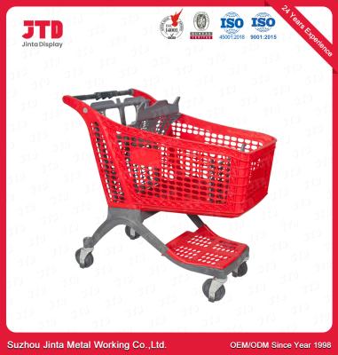 China RAL Colors Plastic Trolley Basket For Shopping Unfolding for sale