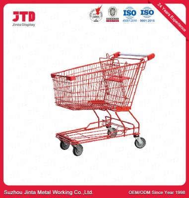 China Supermarket Metal Shopping Trolley Surface With Customized Logo for sale