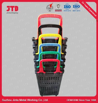 China 60L Plastic Shopping Trolley Baskets Red Blue Green for sale