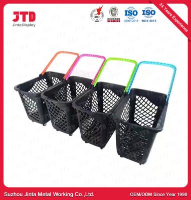 China Four Wheels 65L HDPP Plastic Trolley Basket Unfolding for sale