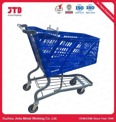 China 125L Plastic Trolley Basket Chrome Plated For Shopping Mall for sale