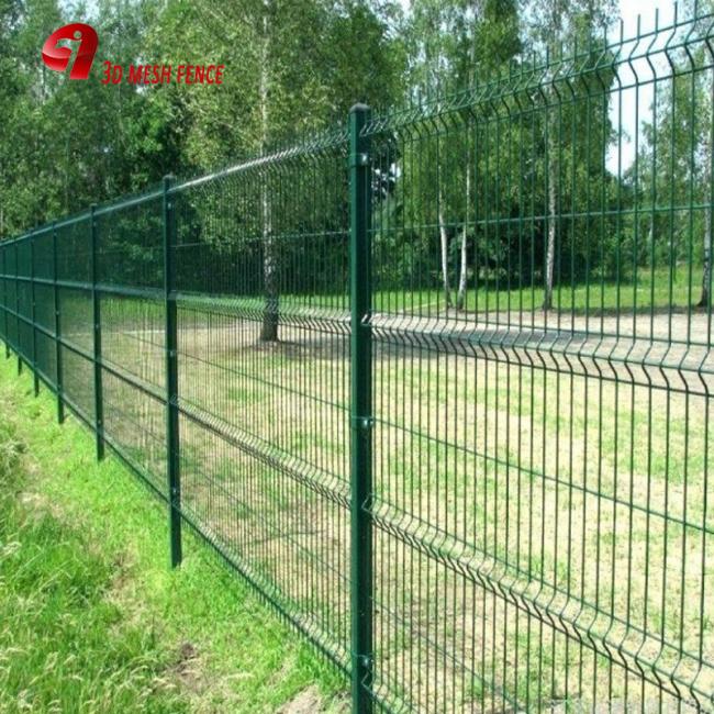 Green Vinyl Coated Decorative 3D Fence Panels Welded Wire Mesh For Playground