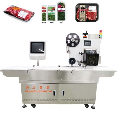 China Accurate Meat Weighing and Information Printing Label Machine for VSP Packaging Trays for sale