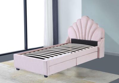 China Soft Velvet Fabric Solid Woodday Bed Wooden Queen Size Bed Frame 137*203mm for sale