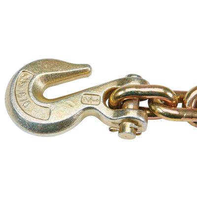 China Wholesale NACM Grade 70 Transport Yellow Galvanized Plated Chromated Binder Chain with Hook for sale