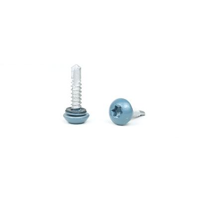 China SS410 Stainless Steel Color Corroshield Roofing Screw 1'' Pan Head Torx Self Drilling Screw with Washer for sale
