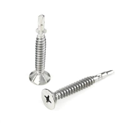 China Stainless Steel Flat Head Self Drilling Screw With Wing 4.5x37mm with Ruspert Finish for sale