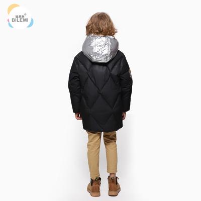 China Wholesale Insulated Boutique Clothing Long Stylish Kids Winter Black Puffer Boys Hooded Jacket for sale