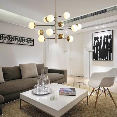 China ODM Frosted Glass Ball Pendant Light Modern Simple Chandelier For Living Room Restaurant for sale