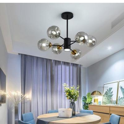 China Highly Transparent Smoked Glass Pendant Lights E27*6W Spotlight D980*H750 for sale