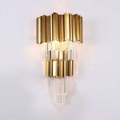 China E14*3 E14*2 Gold Finish And Crystal Wall Lamp Sconces 6500K 4000K For Home Indoors for sale