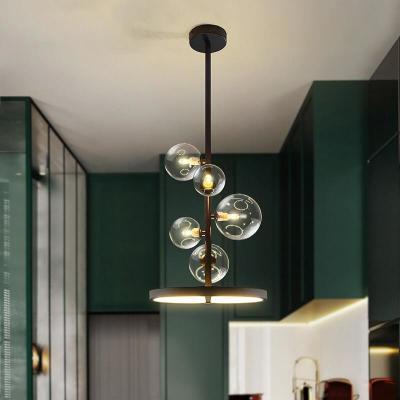 China Modern Nordic Hanging Led Lamp Glass Pendant Lamps Dia28/48cm With Long Pole for sale
