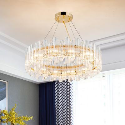 China Electroplating Gold Luxury Pendant Lights 3000k To 6500K Crystal Round Light for sale