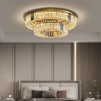 China Multilayer Round Large Flush Mount Crystal Chandelier Dimmable For Home Hotel for sale