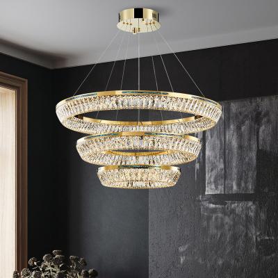 China 3000K To 6500K Three Ring Crystal Chandelier LED Source K9 Crystal for sale