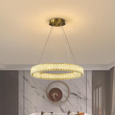 China Dimmable Modern Ring Chandelier 90W 315W 3 Ring Crystal Pendant Light for sale