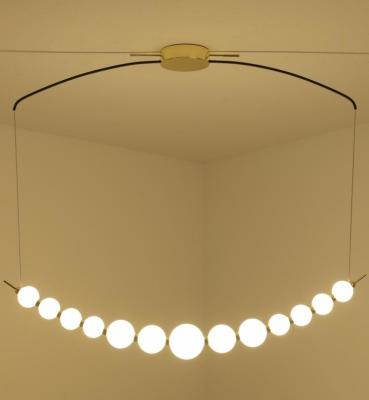 China Linear Glass Pendant Lamps 32W 3000K Warm Light White Glass Ball Pendant Light for sale