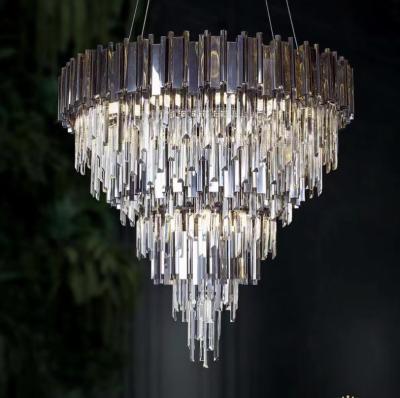 China Modern Contemporary Customized Pendant Lamp Chrome And Crystal Chandelier AC240V for sale