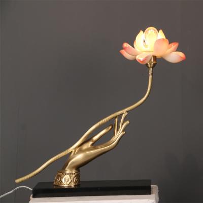 Cina Lampada da tavolo di vetro bianca elettrica Lotus Flower Shape 110V della famiglia del LED in vendita