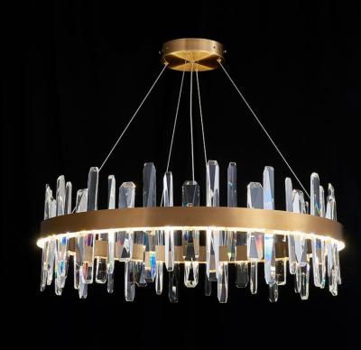 China Round Shape Chandelier Crystal Ceiling Light Fixture With Metal Ceiling Plate for sale