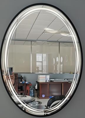 China Aluminiumrahmen-Oval belichtete Badezimmer-Spiegel 500*700MM zu verkaufen