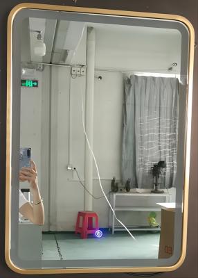 Chine Le miroir de coiffeuse moderne de place avec les lumières noircissent/cadre en aluminium d'or à vendre