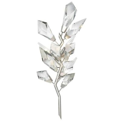 China Silver Hand Cut Faceted Crystal Leaves Wall Lights Indoor for sale