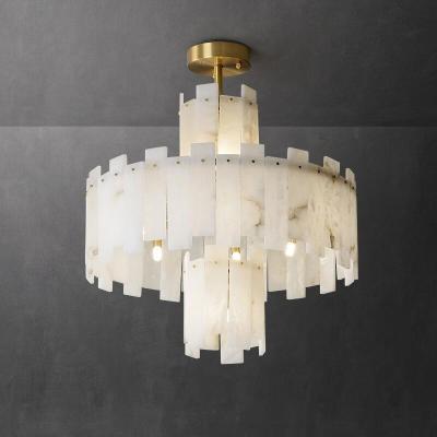 China Iron Scagliola High End Pendant Lights With Marble Lampshade for sale