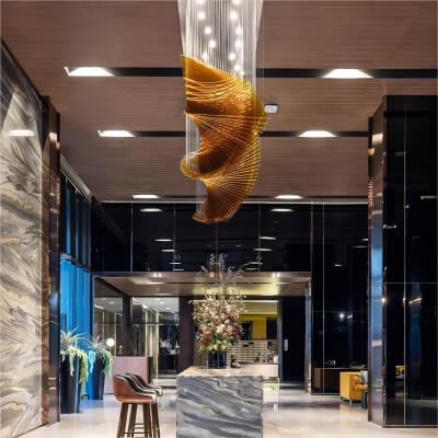 China Wave Shaped Hotel Lobby Banquet Exhibition Hall Chandelier Art Custom Engineering Lamp for sale