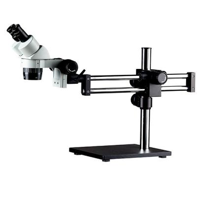 China dual magnification stereo microscope two magnification boom stand dual arm  binocular eyepieces for sale
