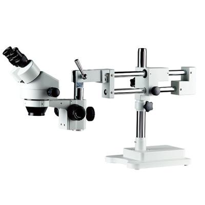 China zoom magnification stereo microscope dual arm φ32mm boom stand binocular inclinedhead for sale
