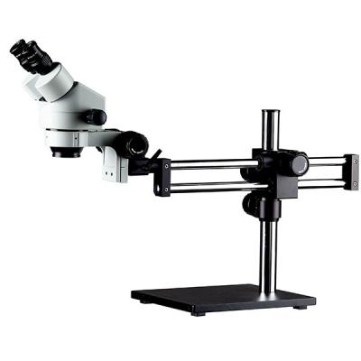 China stereo microscope zoom magnification Binocular head Ф37mm boom stand dual arm expanded en venta