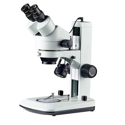 China Stereo microscope zoom mag track stand upper and lower lighting inclined head 95mm plate clips en venta
