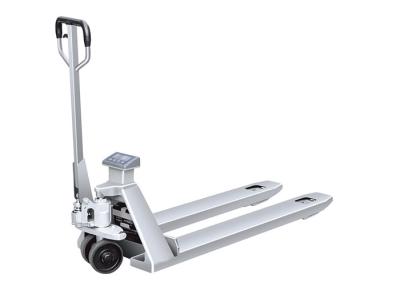 China Scale Stainless Steel Pallet Truck , Weighing Goods Warehouse Pallet Trucks for sale