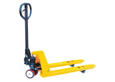 China Portable Mini Hand Pallet Truck Light Service Weight 35kg Yellow Color for sale