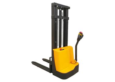 China 1200kg Narrow Width Walking Operating Electric Lift Pallet Stacker With Polyurethane Wheel for sale