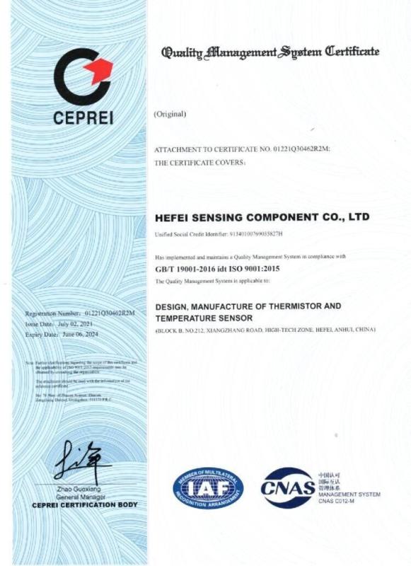 ISO 9001:2015 - Hefei XIXI Electronics Co., ltd