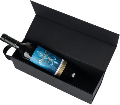 China Liquor Champagne Magnetic Closure Collapsible Wine Boxes With Lid and Handle for sale