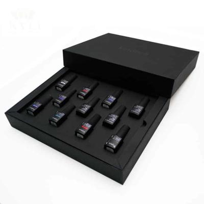 China Luxury Nail Polish Packaging Box Set Matt Black Handmade Custom Logo Magnet Closure Box for sale
