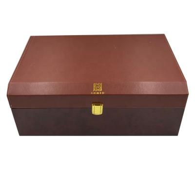 China New Design Half Leather Wooden Perfume Gift Box Arabic Market for sale