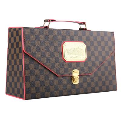 China Luxury Single Wine Bottle Pu Leather Gift Box Classical Red for sale