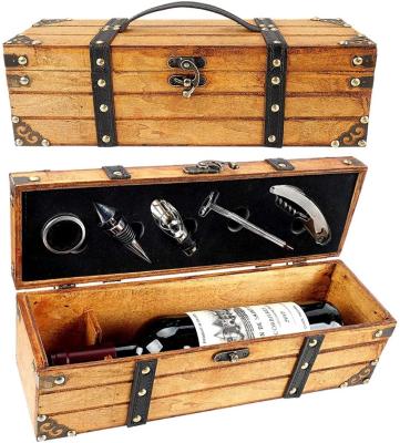China O couro sintético de madeira de gravação da caixa do vinho prende com correias a caixa de madeira feito a mão do vidro de vinho à venda
